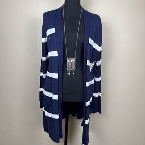 Old Navy Women's Navy and White Striped Cardigan